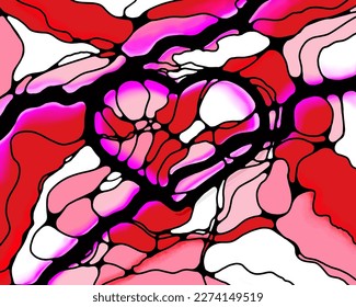 Ilustración en el estilo de la neurografía sobre el tema del amor. Se puede utilizar como imagen de fondo. Tamaño 10000*8000 píxeles