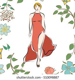 Illustration in style of a sketch on the theme of fashion and style.