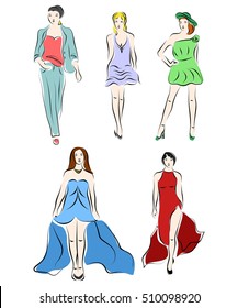 Illustration in style of a sketch on the theme of fashion and style.