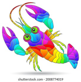 An illustration in the style of a stained glass window with a bright abstract cancer, an animal is isolated on a white background