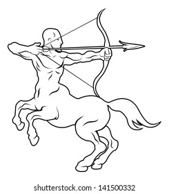An illustration of a stylised black centaur archer perhaps a centaur archer tattoo