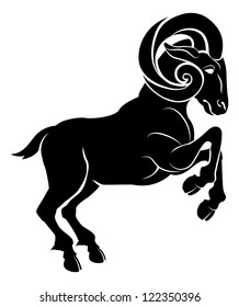 An illustration of a stylised black ram or sheep perhaps a ram tattoo