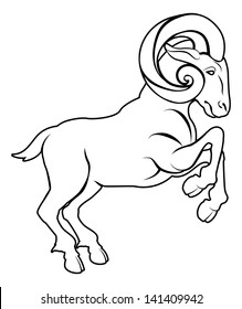 An illustration of a stylised black ram or sheep perhaps a ram tattoo