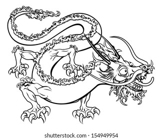 Illustration Stylised Chinese Oriental Dragon Perhaps Stock Vector ...