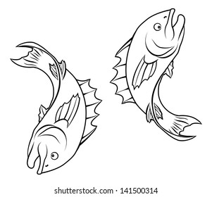 An illustration of stylised fish forming a circle perhaps a fish tattoo