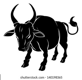 An illustration of a stylised ox or bull perhaps an ox tattoo