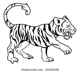 An illustration of a stylised tiger perhaps a tiger tattoo