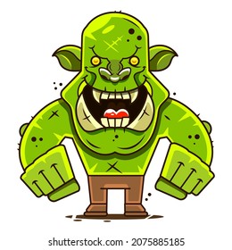 An illustration of a stylised troll or other monster face emoji icon