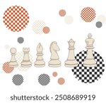 
Illustration of stylish chess pieces and board