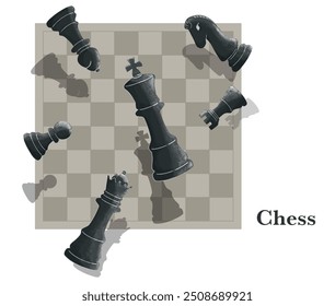 
Illustration of stylish chess pieces and board