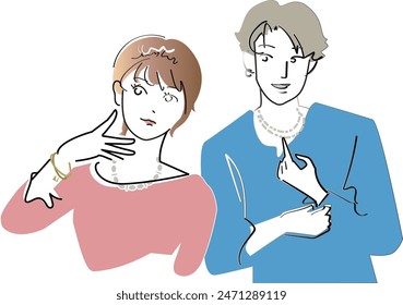 An illustration of a stylish couple.