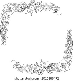 Illustration of a stylish decorative frame of cute flowers