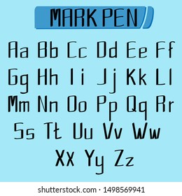 Illustration Stylish Mark pen vector Composite font design Set of letters English alphabet Slim and Curve  