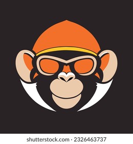 Illustration of a stylish monkey with glasses and a hat