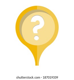 the illustration of stylish pin with question mark icon / the flat yellow pin with question mark / the question mark