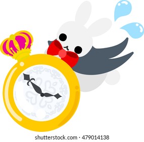 Illustration of the stylish rabbit and watch