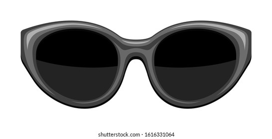 Illustration of stylish sunglasses. Black abstract fashionable accessory.