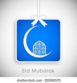 illustration of stylish tag,sticker,label or greeting card of a intricate moon for celebrating Eid Mubarak,Ramadan Kareem and other Muslim community festivals.