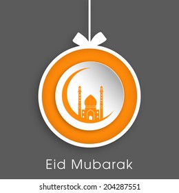 illustration of stylish tag,sticker,label or greeting card of Eid Mubarak.