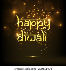 Illustration of stylish text of golden colour with lighting on night view.