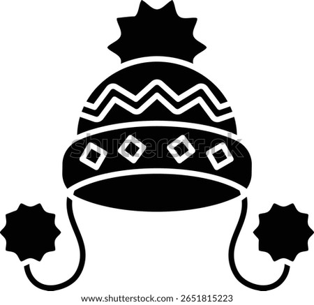 illustration of a stylish winter hat with pompoms. Perfect for cold weather fashion vector icon solid style.