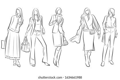 Illustration of stylish woman.Women's fashion.