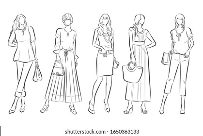 Illustration of stylish woman.Women's fashion.