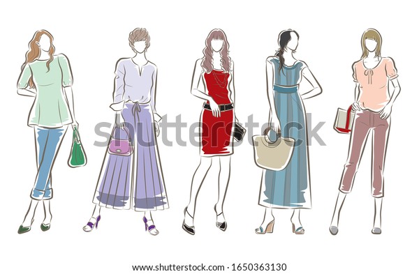 Illustration Stylish Womanwomens Fashion Stock Vector (Royalty Free ...