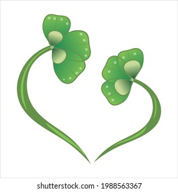 Illustration stylization of a clover twig with 4 leaves for good luck on a white isolated background