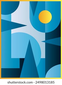 
illustration stylization geometrized night forest, vector, illustrator, eps