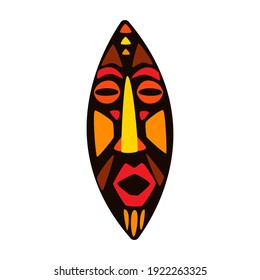 Illustration of stylized African mask. Tribal national ornament and decoration.