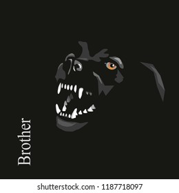 illustration of stylized angry black dog brother