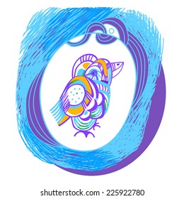 Illustration with stylized bird