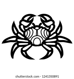 An illustration of a stylized black crab tattoo