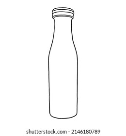 Ilustración de una botella estilizada sobre un fondo azul.