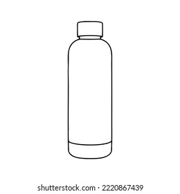 Illustration of a stylized bottle on a white background. Linear, vector, realistic, outline illustration.