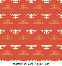 Illustration of stylized, bright, traditional tribal ornaments. Geometric seamless repeat pattern.