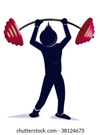 an illustration of a stylized character lifting a weight