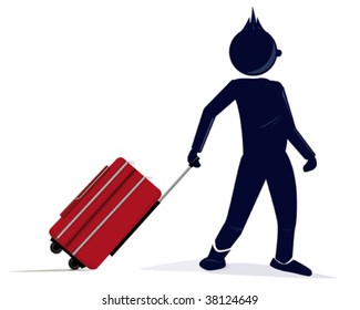 an illustration of a stylized character with a suitcase
