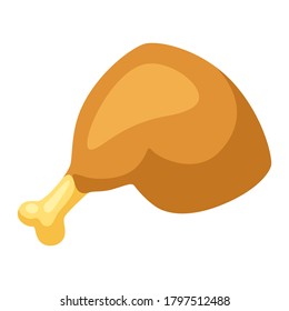 Illustration of stylized chicken leg. Icon in carton style.