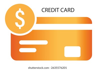 Illustration of a stylized credit card, featuring a gradient from orange to yellow.