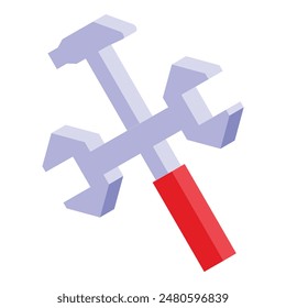 Illustration of stylized, crossed hammer and wrench tools with a modern, sleek design