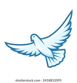 Illustration of stylized dove. Image of wild bird in simple style. Religious symbol.