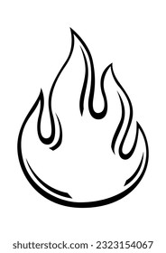 Ilustración de fuego estilizado. Elemento decorativo para el diseño. Imagen creativa de arte pop cómico.