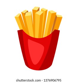 Illustration of stylized french fries. Fast food meal. Isolated on white background.