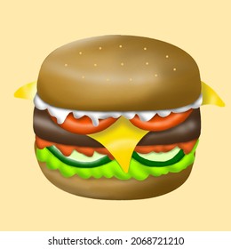 Illustration von stilisierten Hamburgern oder Käseseburger. Schnelles Essen. 