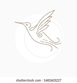 illustration of stylized hummingbird in a circle