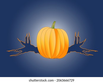 illustration with a stylized image of a pumpkin as a symbol for the holiday of Halloween for prints on banners, postcards, flyers and interior decoration in a festive style