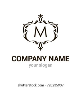 Illustration of stylized letter M. Abstract vector logo template. Creative logotype beauty shop or SPA. Design element. Can be used for print on clothes. EPS10.