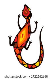 Illustration of stylized lizard. African savanna wild animal.